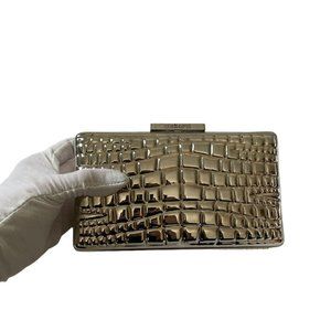 Rare roberto cavalli solid metal "alligator" clutch w. optional strap